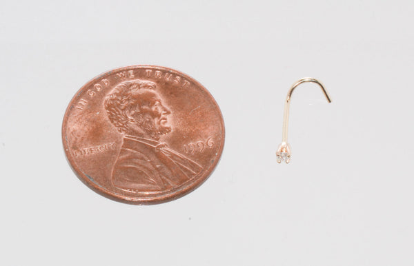 20g 14k Yellow Gold 2.25pt Genuine Diamond Nose Stud Nose Pin - Curved - Jewelryland.com