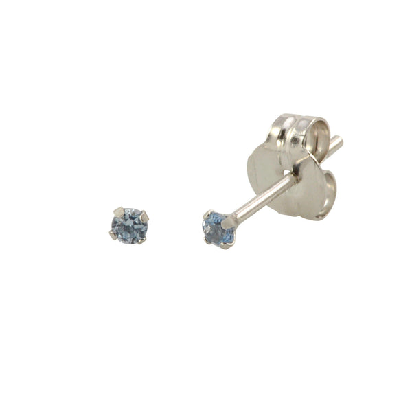 Aqua Blue Cubic Zirconia Stud Earrings 14k White Gold Round Birthstone CZ - Jewelryland.com