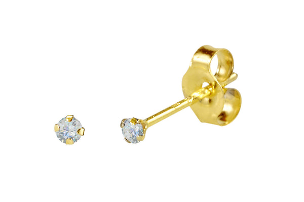 14k Yellow Gold Round CZ Cubic Zirconia Stud Earrings - Jewelryland.com