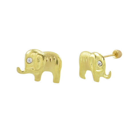 10k Yellow Gold Elephant Stud Earrings Screwbacks 8mm - Jewelryland.com