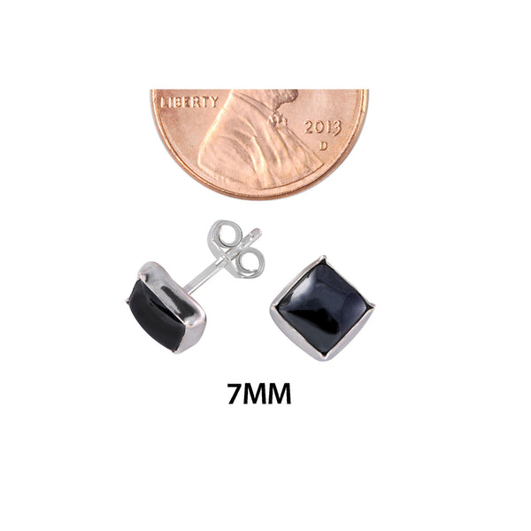 Sterling Silver 7mm Square Hematite Stud Earrings - Jewelryland.com