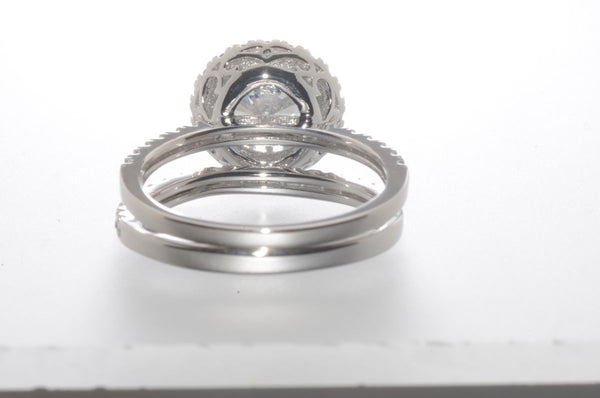 Sterling Silver 1.25 ct CZ Wedding Ring Set Round Brilliant Cubic Zirconia - Jewelryland.com