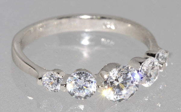 CZ Ring .925 Sterling Silver 5 Stone Clear CZ - Jewelryland.com