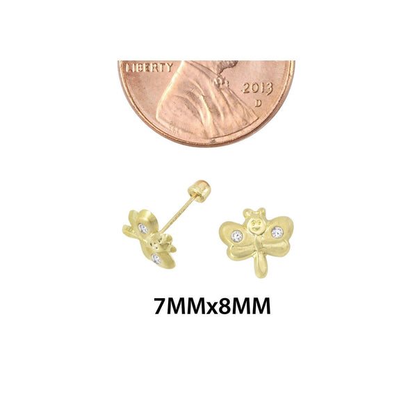 10k Yellow Gold Mini Dragonfly Stud Earrings Screwbacks - 7mm - Jewelryland.com
