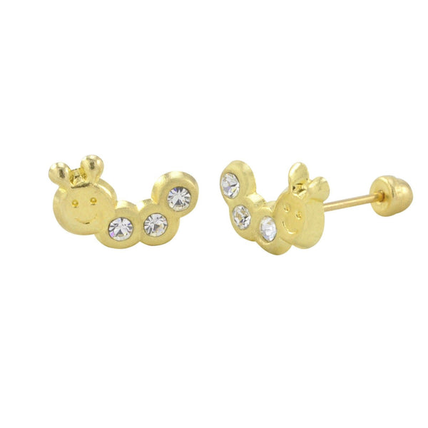 10k Yellow Gold Inch Worm Stud Earrings Screwbacks - Jewelryland.com