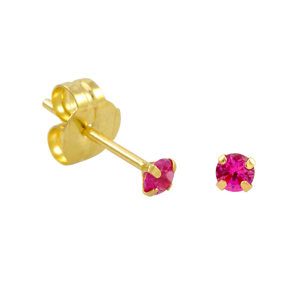10k Yellow Gold Red Ruby CZ Stud Earrings Cubic Zirconia Round Prong Set - Jewelryland.com