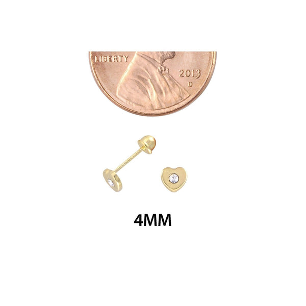 CZ Heart Stud Earrings 10k Yellow Gold Screwback 4mm - Jewelryland.com