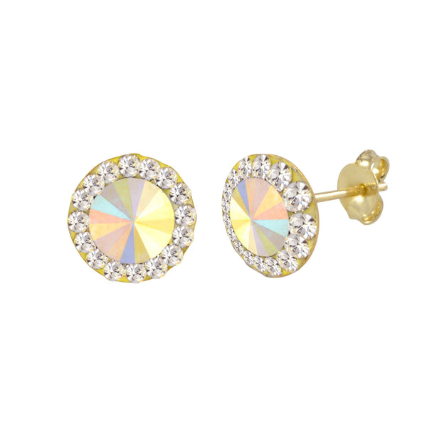 10k Yellow Gold Multicolor AB Prism Stud Earrings 8mm - Jewelryland.com