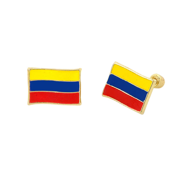 10k Yellow Gold Columbia Flag Earrings with Screwbacks - Jewelryland.com