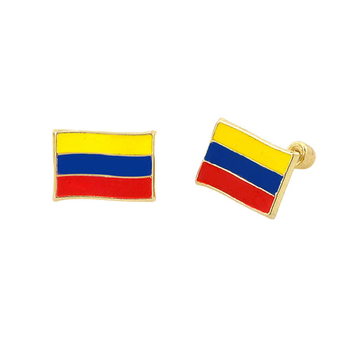 10k Yellow Gold Columbia Flag Earrings with Screwbacks - Jewelryland.com