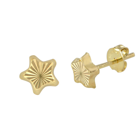 10k Yellow Gold Star Stud Earrings Laser Cut with Pushbacks 6mm - Jewelryland.com