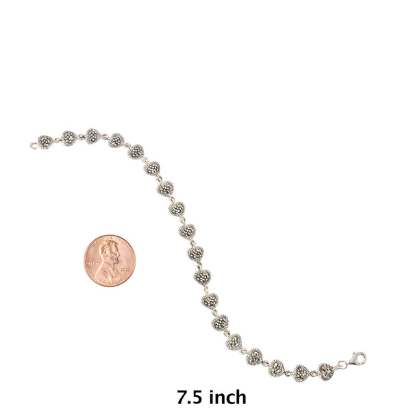 925 Sterling Silver Marcasite Bracelet Hearts 7.25 Inches - Jewelryland.com