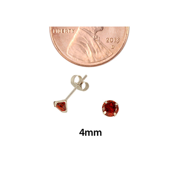 14k White Gold Round Garnet Red Cubic Zirconia Stud Earrings Prong Set - Jewelryland.com