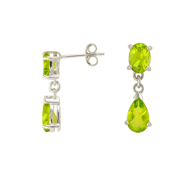 Peridot Gemstone Teardrop Dangle Earrings 925 Sterling Silver (3.02 cttw) - Jewelryland.com