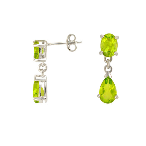 Peridot Gemstone Teardrop Dangle Earrings 925 Sterling Silver (3.02 cttw) - Jewelryland.com