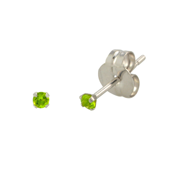 10k White Gold Peridot Green CZ Stud Earrings Cubic Zirconia Round Prong Set - Jewelryland.com