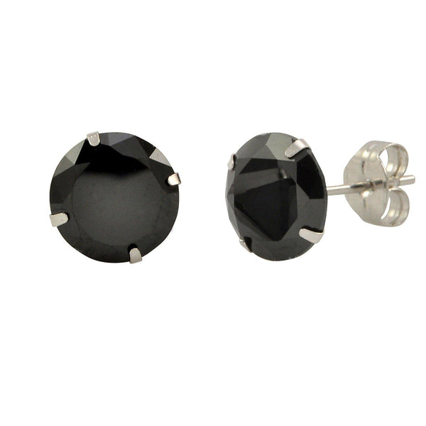 14k White Gold Black Cubic Zirconia Stud Earrings Round CZ - Jewelryland.com