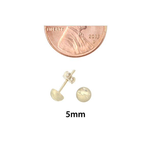 10k White Gold Half Ball Stud Earrings Matte Finish Laser Cut 4mm-7mm Pushbacks - Jewelryland.com