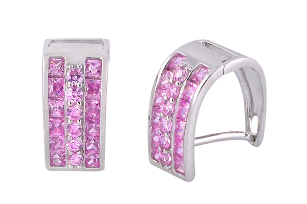 Leverback Earrings 3 Row CZ Cubic Zirconia Sterling Silver 10 colors - Jewelryland.com