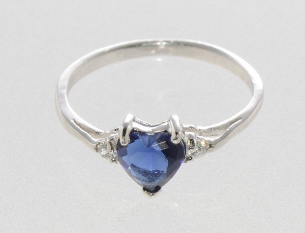 Heart CZ Ring .925 Sterling Silver Blue Sapphire Cubic Zirconia - Jewelryland.com