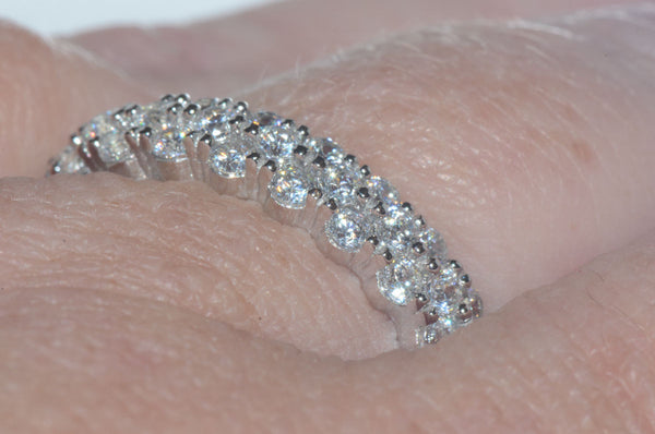 925 Sterling Silver Cubic Zirconia Micropave Set Eternity CZ Ring 4mm Wide Band - Jewelryland.com