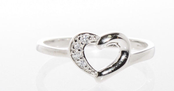 Sterling Silver Heart Ring CZ Cubic Zirconia High Polish - Jewelryland.com
