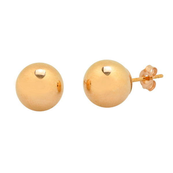 14k Rose Gold Earrings Round Ball Studs High Polish 3mm-9mm - Jewelryland.com