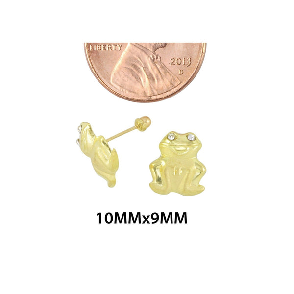 10k Yellow Gold Happy Frog Stud Earrings Screwbacks 10mm - Jewelryland.com