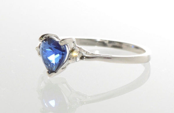 Heart CZ Ring .925 Sterling Silver Blue Sapphire Cubic Zirconia - Jewelryland.com