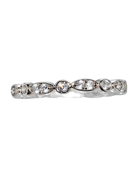 Cubic Zirconia Eternity Ring Sterling Silver 3mm Band AAA Grade CZ - Jewelryland.com