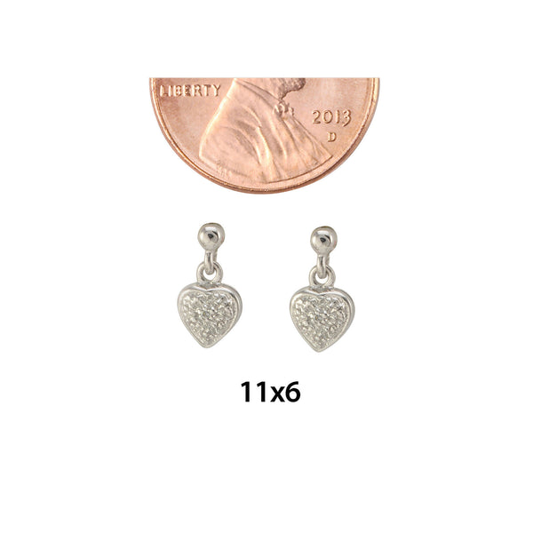 Diamond Heart Drop Earrings (.01 cttw, I-J, I2-I3) 925 Sterling Silver - Jewelryland.com