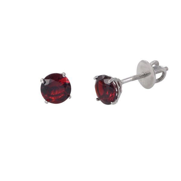 Sterling Silver Garnet CZ Cubic Zirconia Screwback Earrings - Jewelryland.com