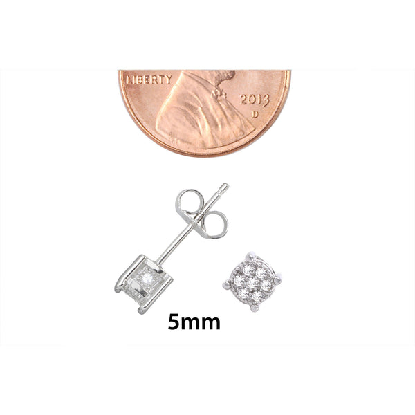 Sterling Silver Cubic Zirconia Stud Earrings Micropave Stones 5mm - Jewelryland.com