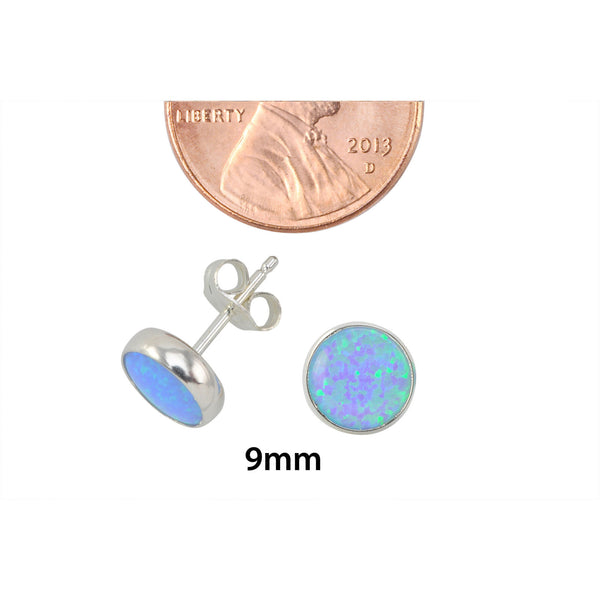 Sterling Silver Grey Green Opal Earring Studs 9mm Round - Jewelryland.com