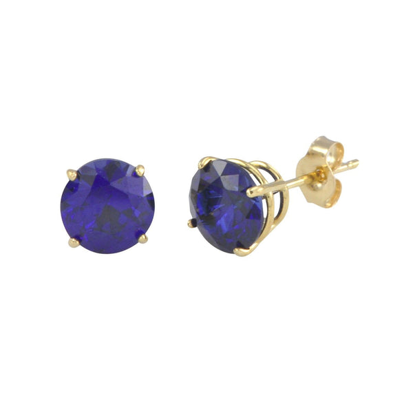 Sapphire Gemstone Stud Earrings 14k Yellow Gold Studs - Jewelryland.com