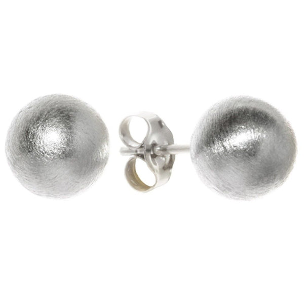 Round Matte Finish Ball Stud Earrings 925 Sterling Silver - Jewelryland.com