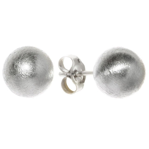 Round Matte Finish Ball Stud Earrings 925 Sterling Silver - Jewelryland.com