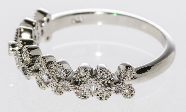 925 Sterling Silver Cubic Zirconia Ring - CZ Flower Design - Jewelryland.com