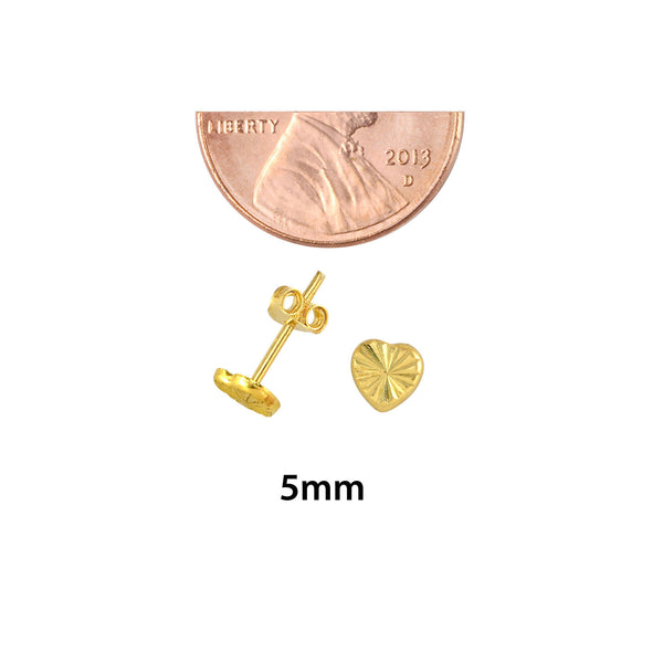 10k Yellow Gold Heart Stud Earrings with Laser Cut Design 5mm - Jewelryland.com