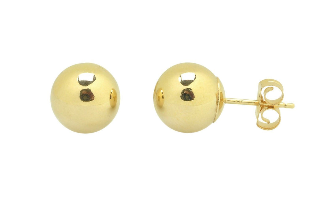 14k Yellow Gold Ball Stud Earrings High Polish Pushback | Jewelryland.com