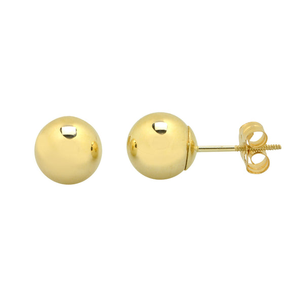14k Yellow Gold Ball Stud Earrings Special Wing Nut Screwback High Polish - New - Jewelryland.com
