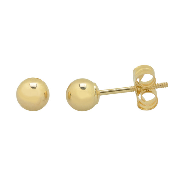 14k Yellow Gold Ball Stud Earrings Special Wing Nut Screwback High Polish - New - Jewelryland.com