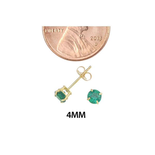 Emerald Gemstone Earrings 14k Yellow Gold Studs - Jewelryland.com