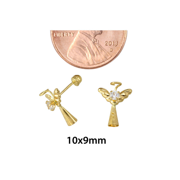 Angel Earrings 10k Yellow Gold with Screwbacks 10x9 - Jewelryland.com