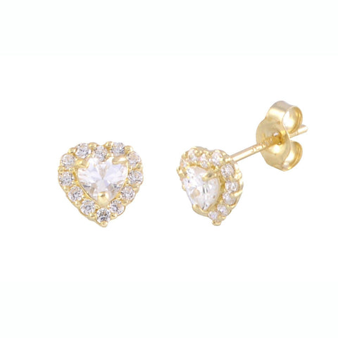 14k Yellow Gold CZ Small Heart Stud Earrings 5mm x 5mm - Jewelryland.com