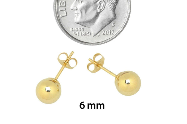 10k Yellow Gold Ball Stud Earrings For Kids 2mm-7mm - Jewelryland.com