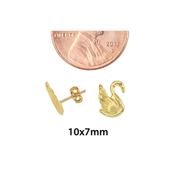 Swan Stud Earrings 10k Yellow Gold with Pushbacks 10x7 - Jewelryland.com