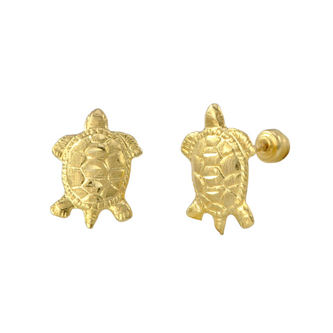 10k Yellow Gold Earrings Turtle Studs with Screwbacks - Jewelryland.com