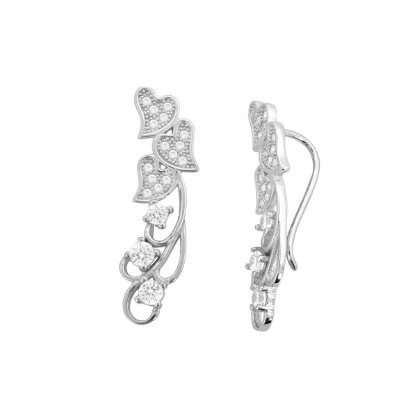 Sterling Silver Ear Cuff Floating Hearts Design Cartilage Piercing - Jewelryland.com