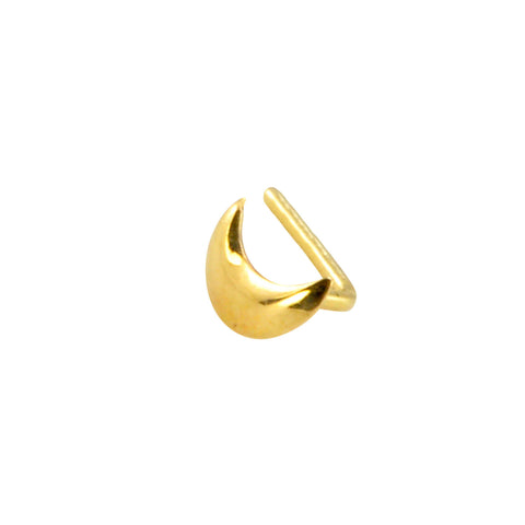 Moon Nose Stud 22G 14k Yellow Gold 4mm L Shaped Curved Nose Pin - Jewelryland.com